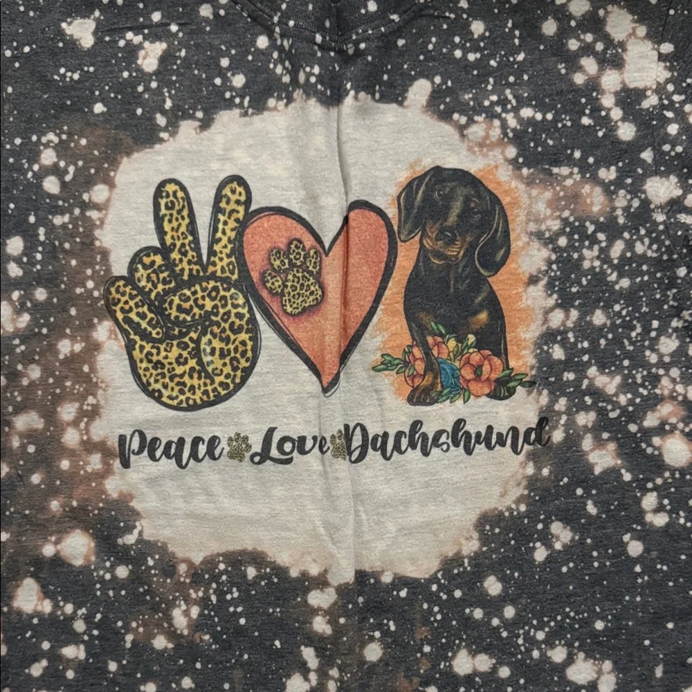 Peace Love Dachshund T-Shirt doxen wiener dog - Picture 2 of 3